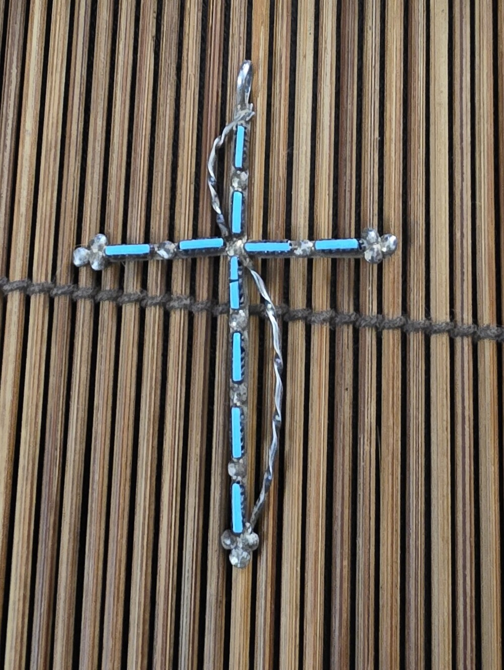 Sterling Silver Zuni Turquoise Cross Pendant (Vintage)